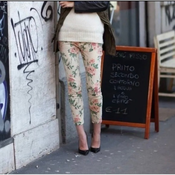 Current Elliot Sz 27 Watercolor Floral Print Cropped Jeans Womens RARE - Picture 6 of 13